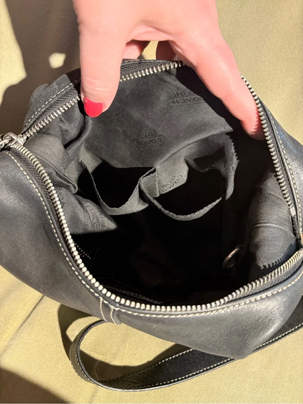 COACH Medium Hobo Leather Shoulder Crossbody Bag in Black with Silver Hardware